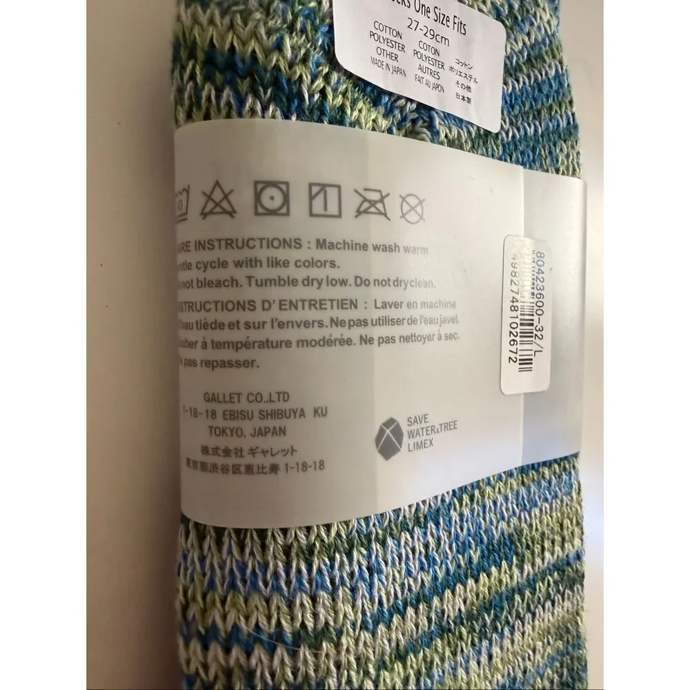 Anonymous ISM Socks Crew Made in Japan Cashmere Blend One Size Fits Most